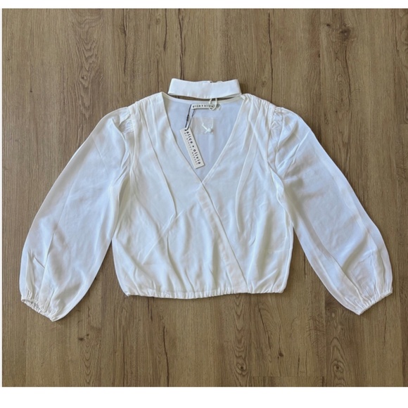 ★NWT Alice+Olivia Silk Blouse with detachable Choker White S★ - Picture 6 of 9